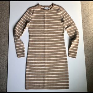 Vineyard Vines Wool Stripe sweater dress NWOT tan